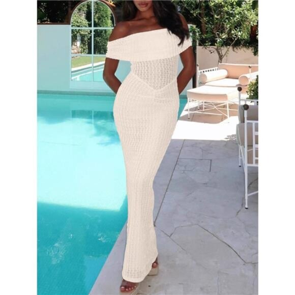 Off Shoulder Texture Maxi Dress - Picture 5 of 5